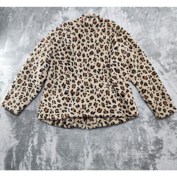Torrid Jacket Womens 1 1X 14/16 Brown Animal Print Sherpa Full Zip Pockets Soft - Picture 2 of 9